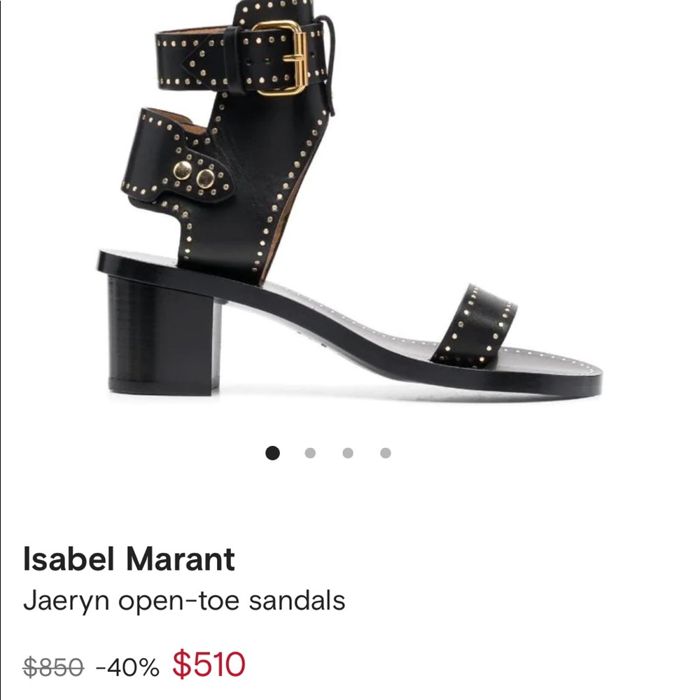 Isabel Marant Jaeryn open toed sandals. Black and gold.